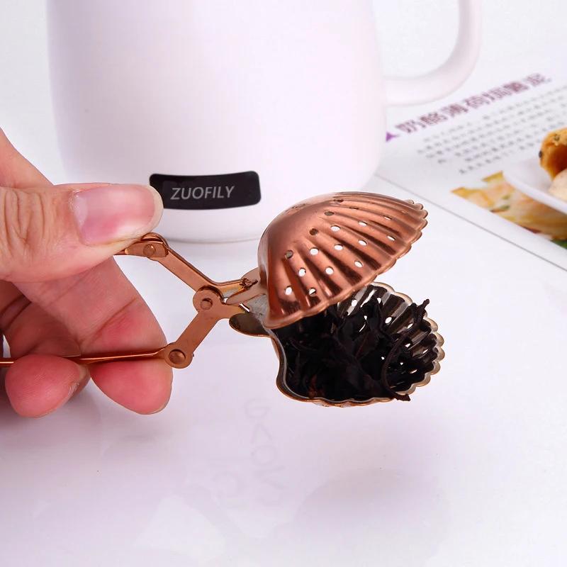 Stainless Steel Star Shell Heart Shape Tea Infuser Loose Leaf Tea Locking Teaspoon Mesh Filter Tea Strainer Kirchen Tool Set