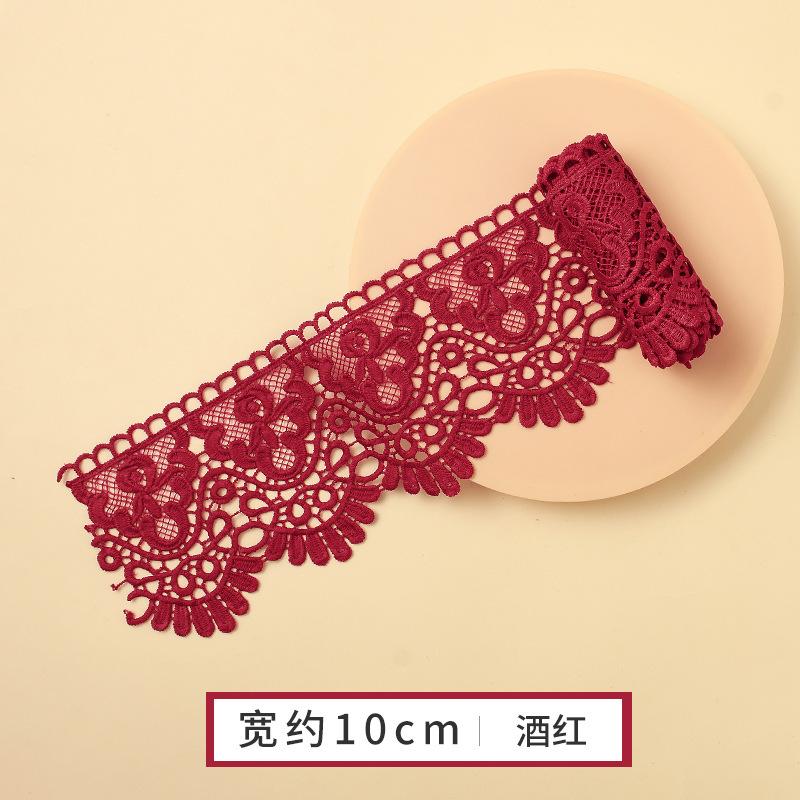 Ruban de Dentelle Brodé Floral Creux de 1 Mètre Soluble dans l'Eau pour Couture d'Articles d'Habillement DIY Tissu Artisanat Fait Main Bande de Dentelle Noir Blanc
