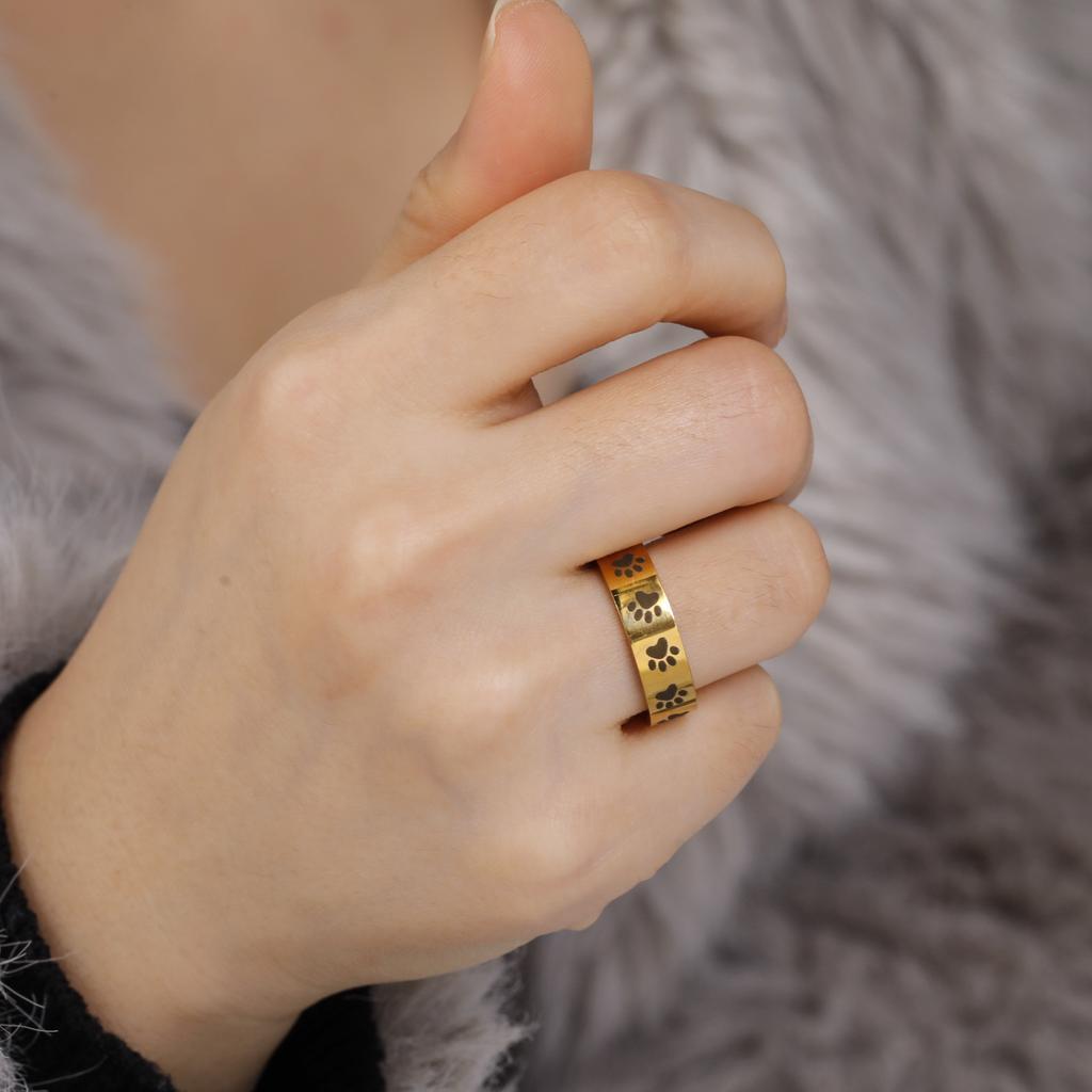 Liebhaber Titanstahl Niedliche Katzenpfoten Ringe Schmuck