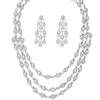 Exaggerated Luxury Zircon Necklace Earrings Set Bridal Wedding Dress Dress Dinner Premium Jewelry Holiday Wear