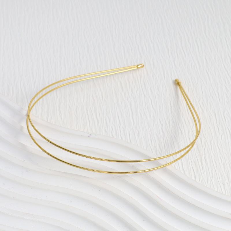 Neue Mode Doppelwurzel Metall Stirnbänder Retro Gold Silber Damen Haarband Einfacher Kopfschmuck Street Kopfreifen Kopfschmuck