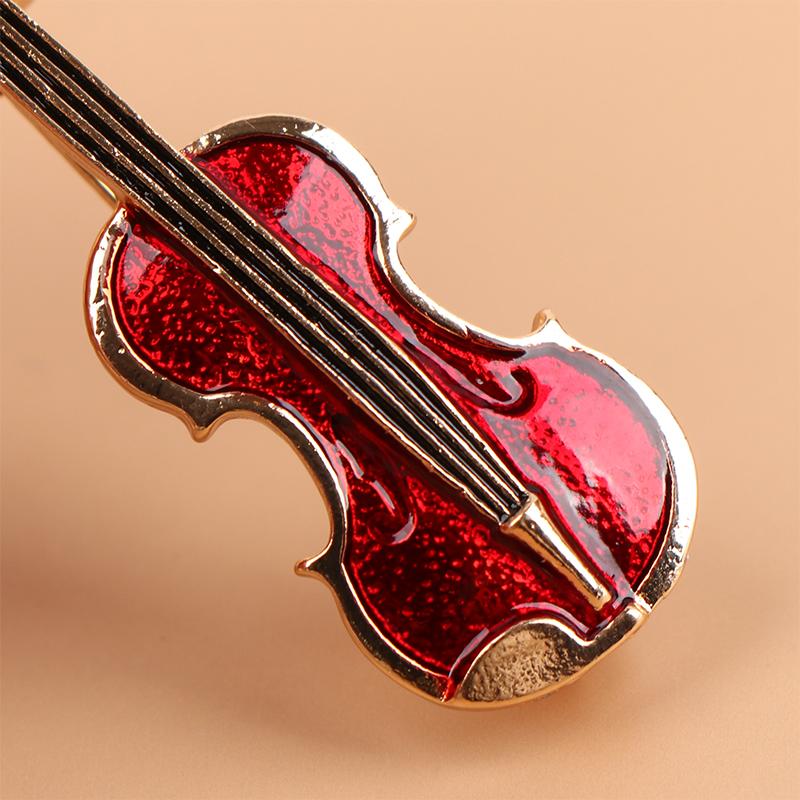 1ks Elegantní červené housle Pins Brože Lady Instruments Brož Šperky