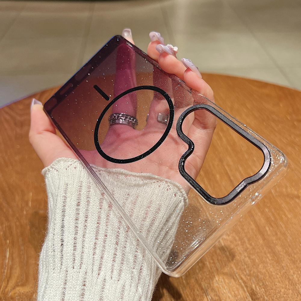 KEYSION Luxury Gradient Glitter Magnetic Phone Case for Samsung S22 S23 S25 Ultra S25+ Edge S24 FE Wireless Charging Shockproof Cover