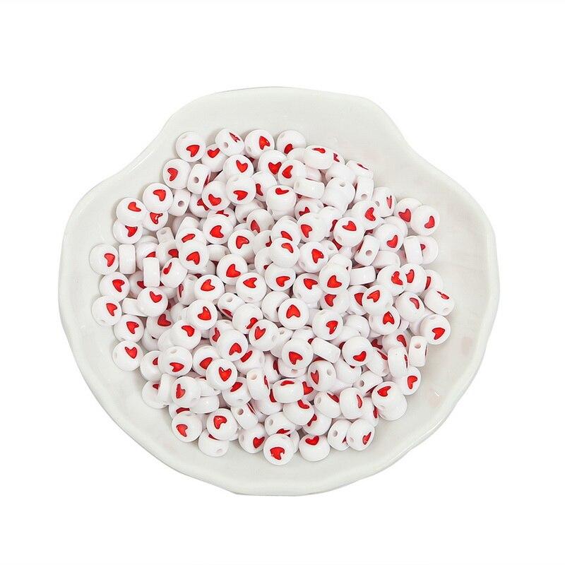 100PCS Acrylic Love Heart Loose Spacer Beads for Jewelry Making