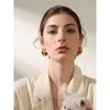 Yhpup Metal Smooth High Quality Stainless Steel Geometric Chunky Unusual Earrings Fashion Charm Texture Stain Less Jewelry