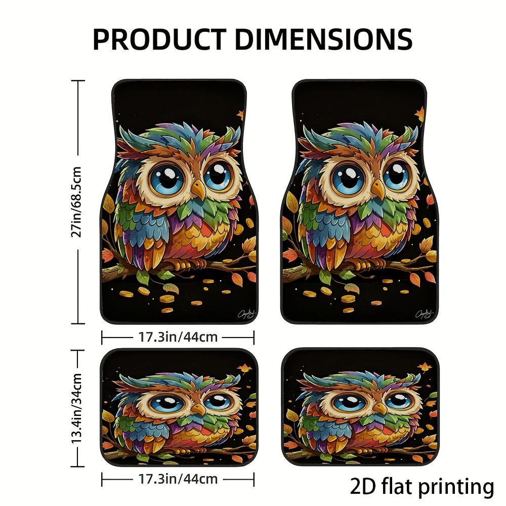 4pcs Car Foot Mats, Colorful Owl Coin Pattern, Fiber Material, Universal Car Floor Mats, Washable, Wear-Resistant, All-Season, C