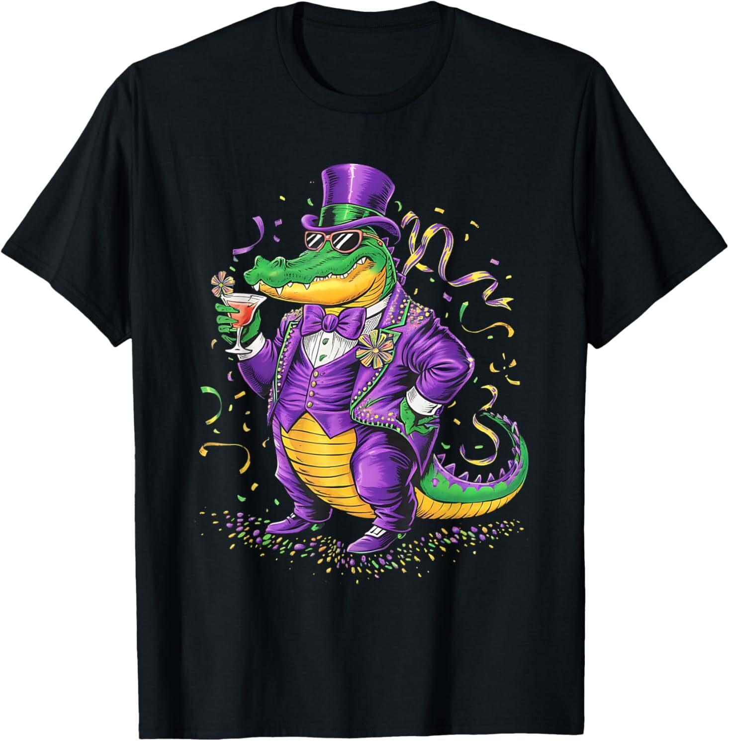 Mardigator Mardi Gras Alligator Costume Men Women Mardi Gras T-Shirt Unisex T-Shirt XL