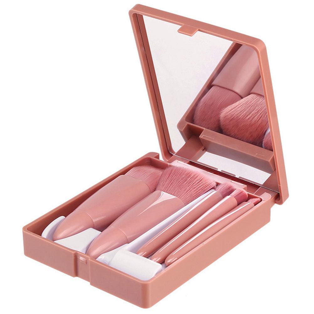 

Makeup Brushes Set With Mirror Box Blush Lip Eye Shadow Cosmetic Kit Brushes Tool Beauty Profes Q4T3 pink-5pcs