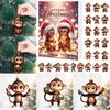 Monkey Advent Calendar 2025 2D Acrylic Monkey Hanging Ornament for Christmas Tree 24 Days Christmas Countdown Calendar for Kids Adult