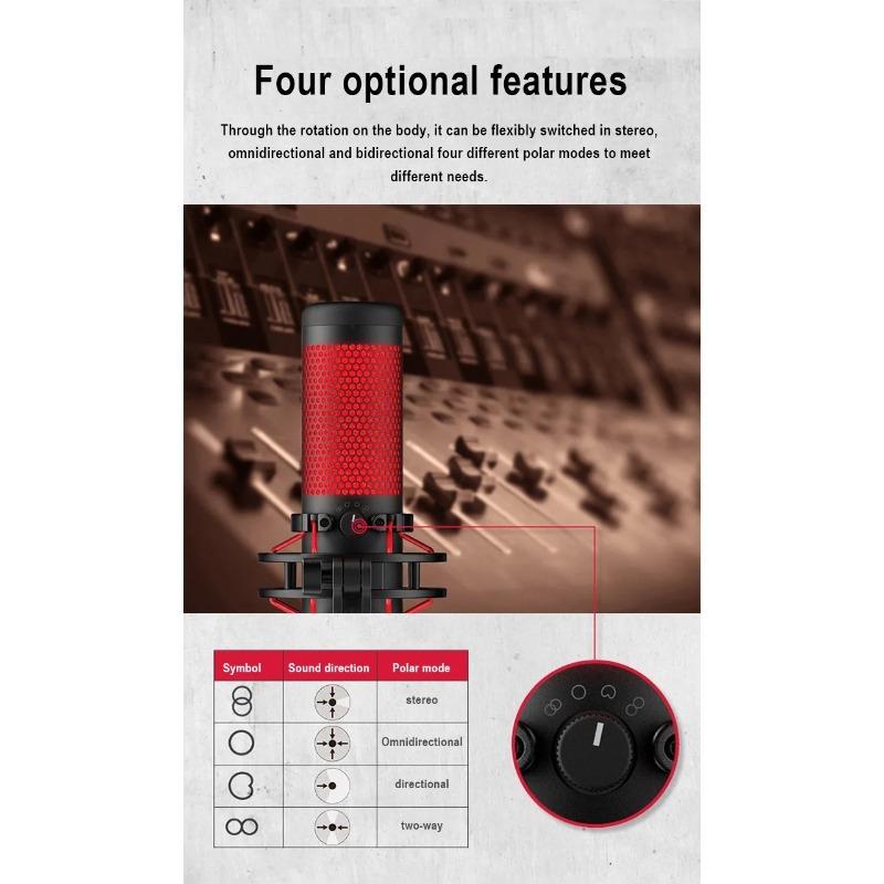 HyperX QuadCast / SoloCast USB Condenser Gaming Microphone Anti-Vibration Shock Mount Four Polar Patterns For PC PS4 PS5 and Mac