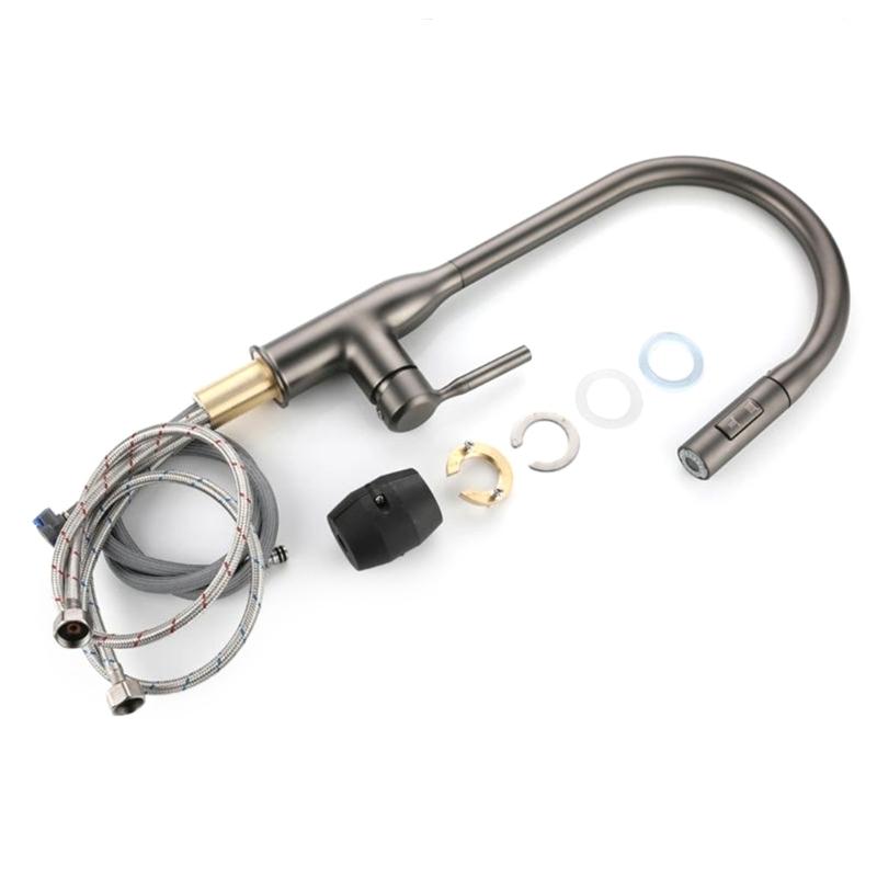 Coppers Alloys Mixer Tap Kitchen Faucets with Pull Downs Sprayers Highly Pressure Sink Tap Replacement Easy Installation серебряный