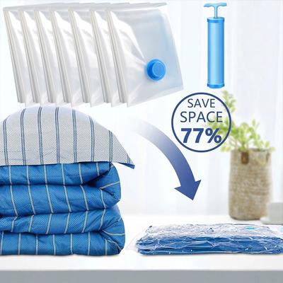 Vacuum Storage Bags With Valve Transparent Folding Compressed Space Storage Bag Travel Seal Packet Organizers For Towel Cloth