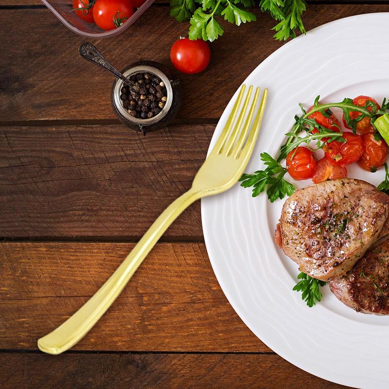 25-teiliges Party-Tischgeschirr-Set Goldenes Besteck Tischgeschirr für das Abendessen Verschleißfestes Geschirr mit komfortablem Griff für Hochzeitspicknick
