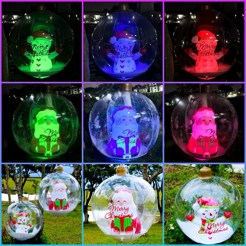 LED Inflatable Christmas Decoration Ball - Lighted Yard Balloon Atmosphere Light PVC