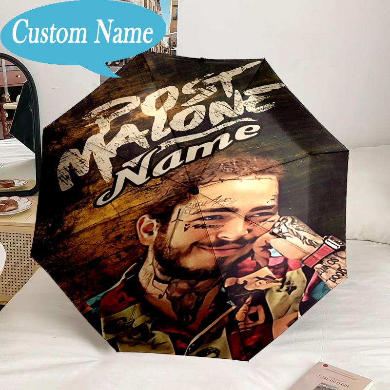 Custom Name Umbrella Post Malone Artwork Umbrella 8-Frame for Travel, Camping, Casual Lightweight Portable, Essential for Family Gifts