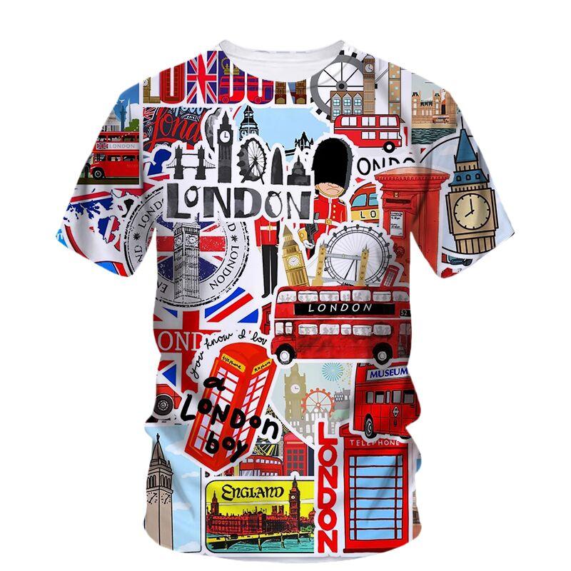 England Funny 3D Print T-Shirt Summer Fashion Round Neck Short Sleeve Oversized Harajuku Streetwear Men's and Women's Unisex T-shirts