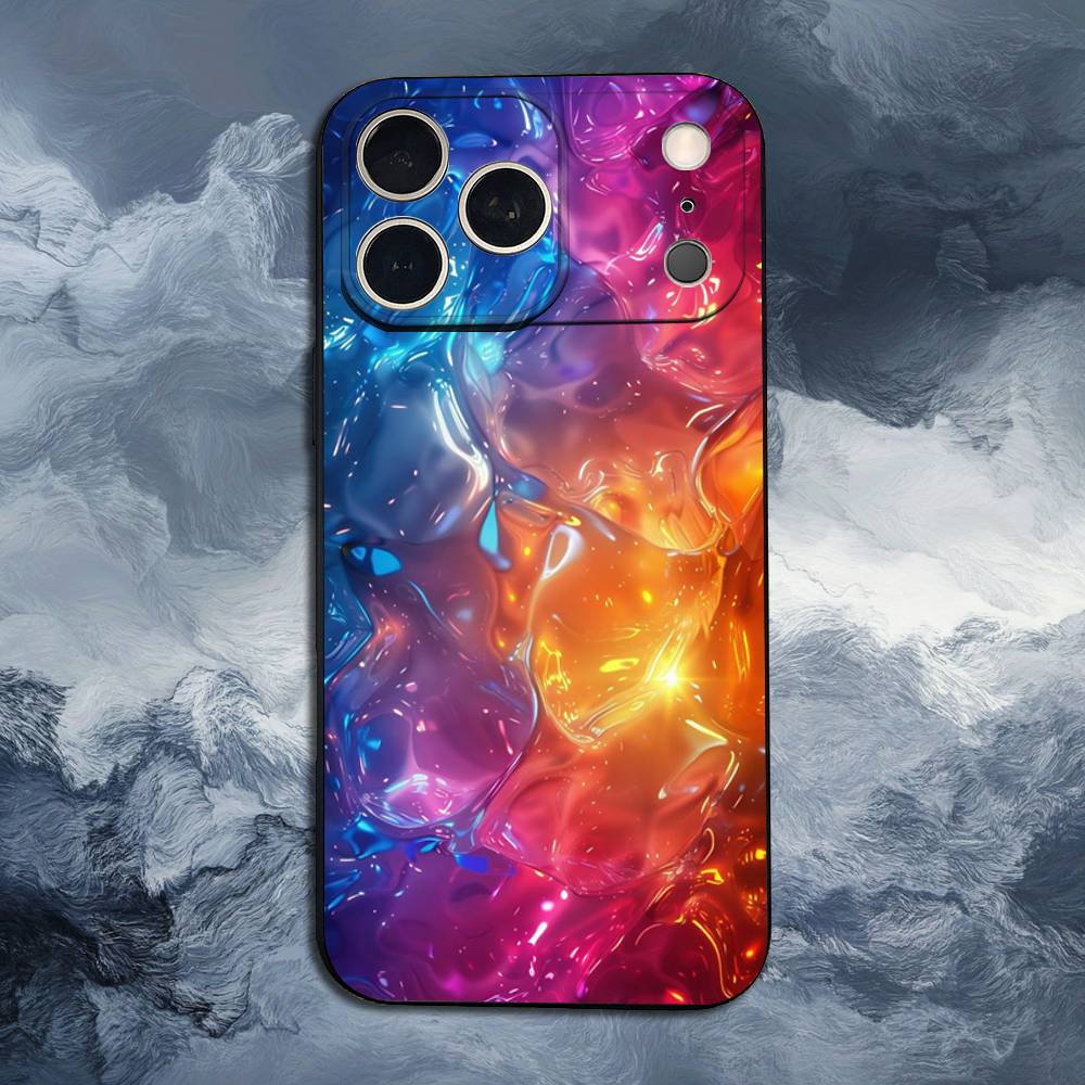 Rainbow Holographic Case For iPhone 15,16,12,14,17,13,11,Plus,Pro Max,8,7,XR,SE,XS,X,Mini,Soft Silicone Black