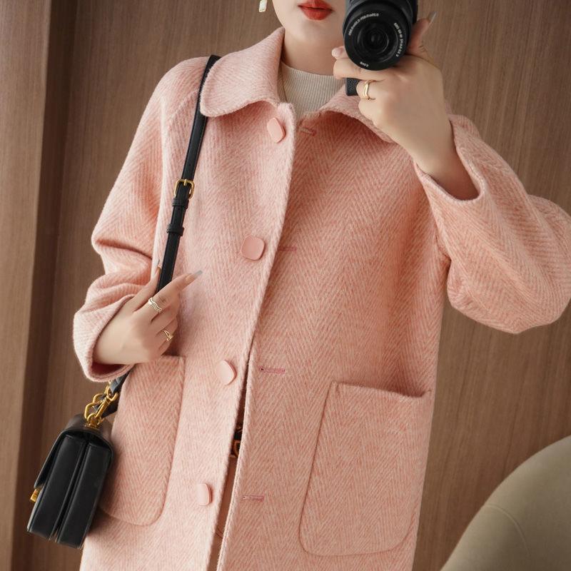 Double-sided Woolen Coat Womens Woolen Coat Medium and Long