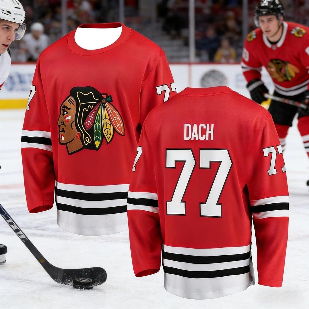 2026 Chicago Neues Herren Eishockey Sportshirt - Rote Durchbruch-Edition - Atmungsaktiv, Schnelltrocknend Langarmshirt Kinder