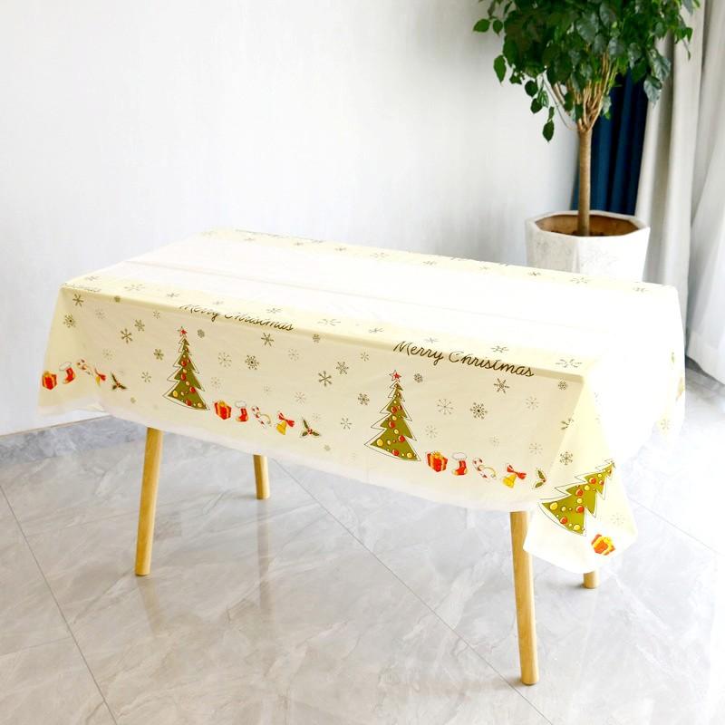 137x274cm Christmas Tablecloth PE Plastic Waterproof Oil-proof Rectangular Table Cover Cloth Christmas Table Decoration
