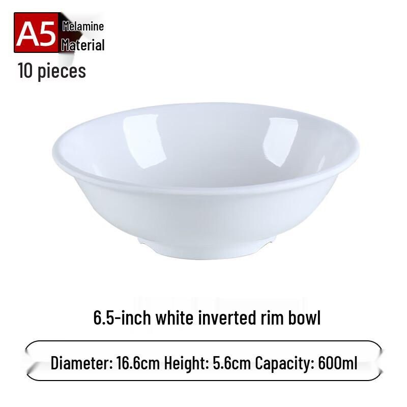 Commercial Melamine Rolled Rim Bowl, Set of 10