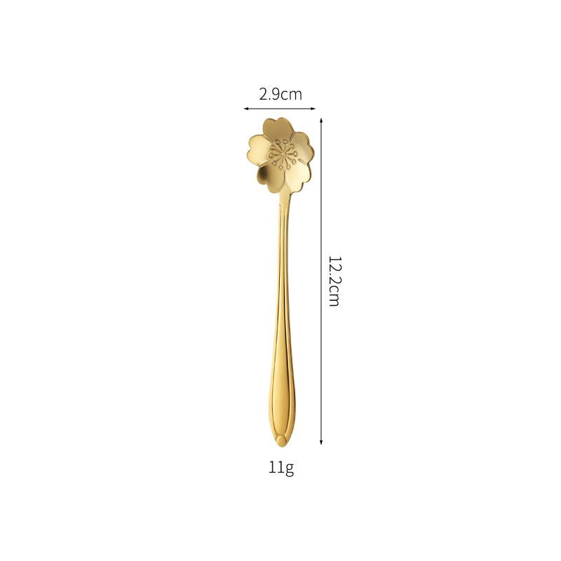 1/5pcs Gold Dessert Spoons Small Flower Spoon Set Stainless Steel Teaspoons Milk Stir Tool for Fruit Honey Lovely Dinnerware Set