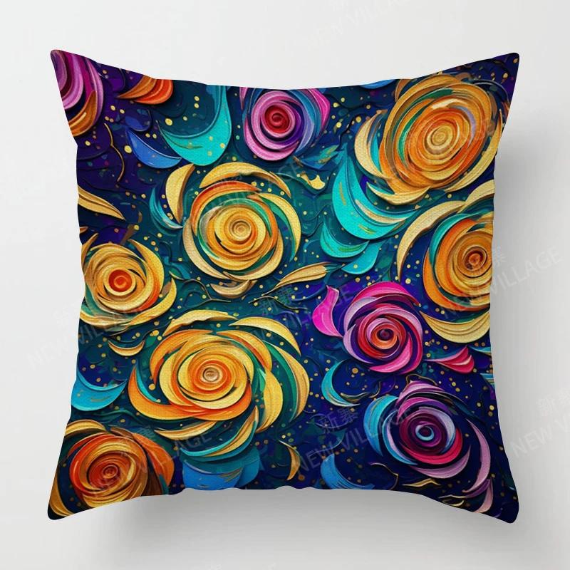 Paint Several Patterns Throw Pillow Cover With Short Plush Print For Living Room Sofa Decoration Cushion Cover Pillow Covers