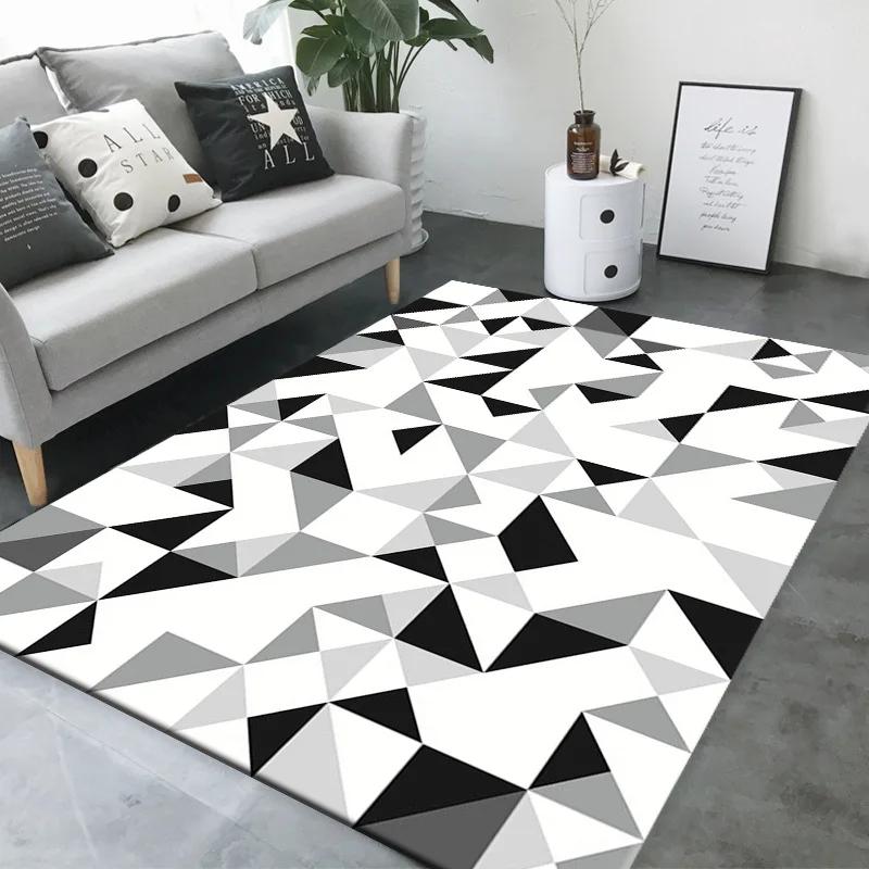 Black and White Grid Carpet Area Rug for Living Room Decoration Teenager Rugs for Bedroom Non-slip Carpets Home Decor Floor Mat