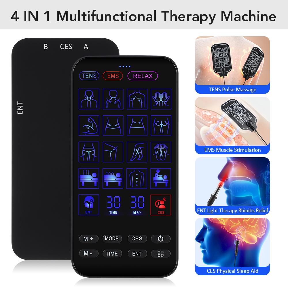 4 In 1 Tens Ems Unit For Sleep Aid And Infrared Nasal Therapy Relieves Rhinitis Insomnia And Anxiety With Muscle Stimulator