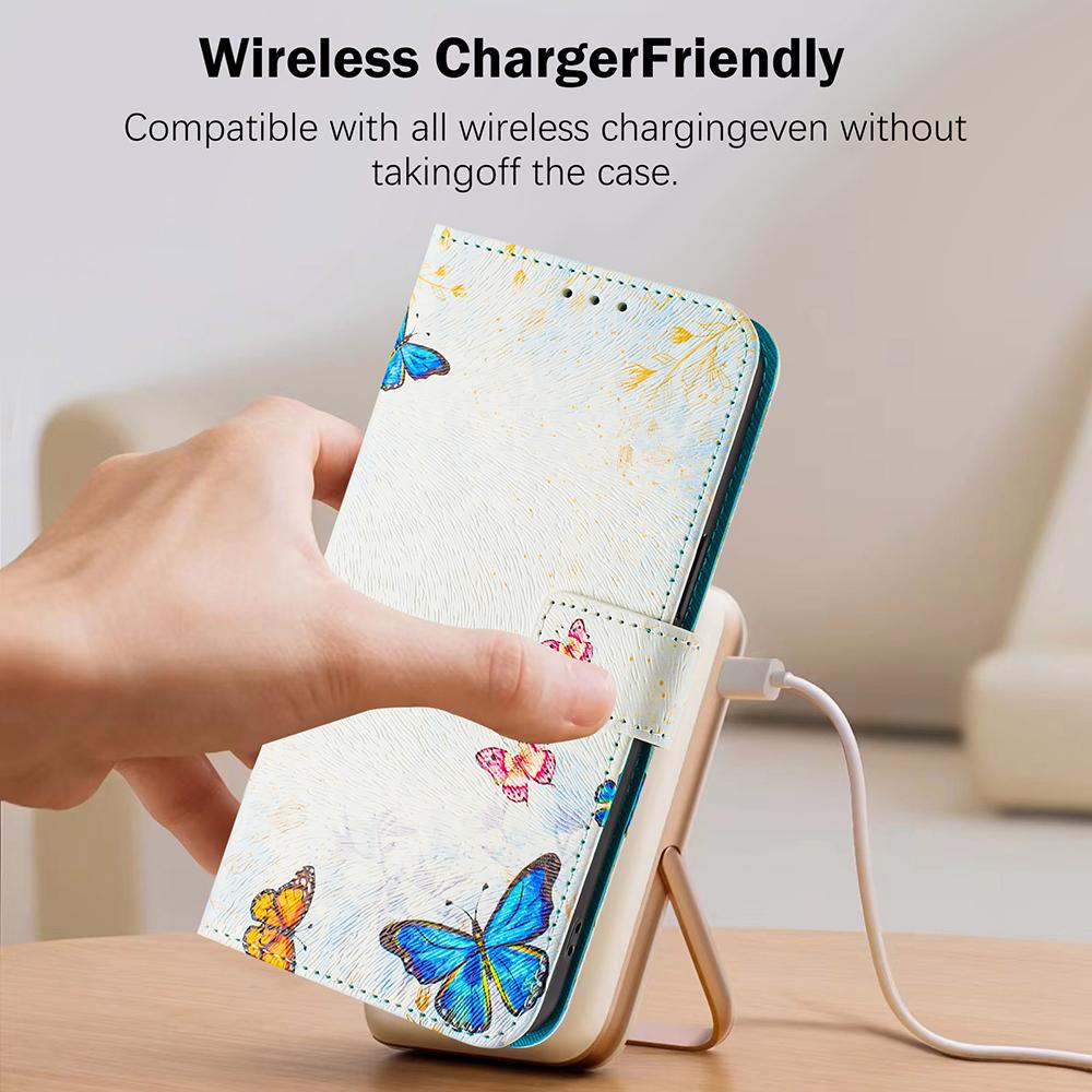 Coloured Drawing Wallet Case for OPPO A3 A3X A18 A38 A40 A60 A80 Reno 12 11 Pro 12F 11F Shockproof Stand Strap Flip Phone Cover