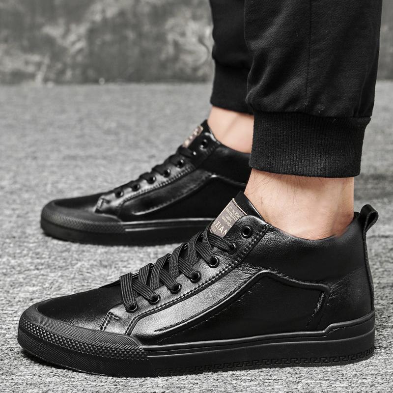 Spring Autumn Boots Men High Quality Breathable Cowboy Boots Retro Mens Shoes Genuine Leather Ankle Boots Fashion Black Sneakers