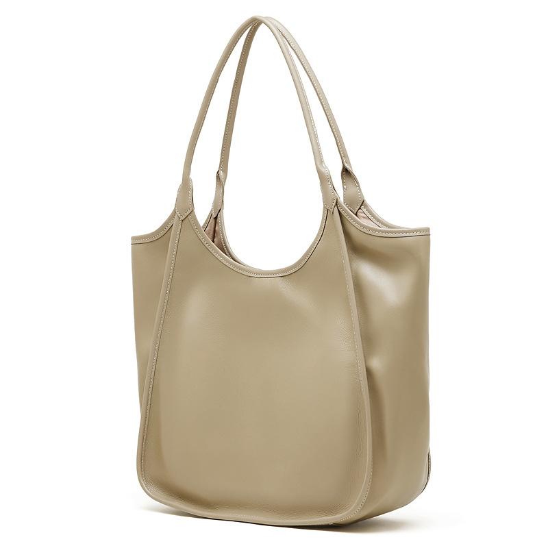 First Layer Cowhide Messenger Bag Vegetable Tanned Leather Women'S Bag Large Capacity Shoulder Bag Commuter Shopping Bag Armpit Bag