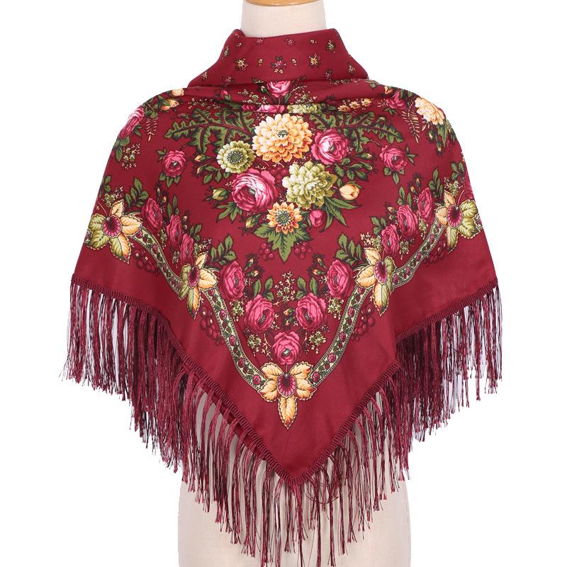 Ethnic Style Shawl Square Scarf For Woman Luxury Hijabs Printing Cape Blanket Wraps Female Warm Bandana Headscarf Classic