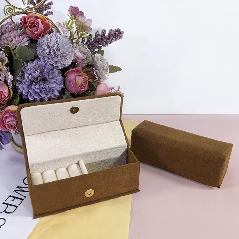 Velvet Necklace Storage Box Portable Solid Color Necklace Holder Compact Multi-functional Rings Bearer Box Jewelry Organizer