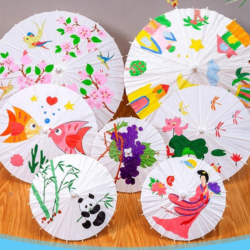 Unfinished Paper Umbrella Kids Craft For Painting Projects Environmentally Safe 4 Sizes Classroom Activity Use