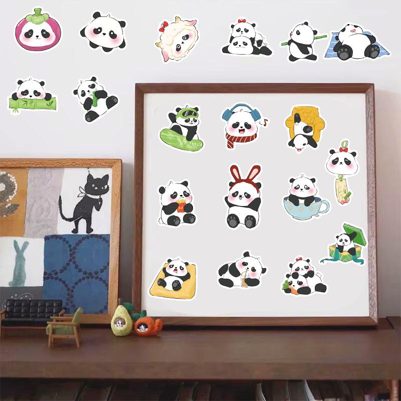 50PCS Kawaii Cartoon Panda Stickers Cute Cartoon Waterproof Fridge Conditioner Laptop Stationery Phone Journal Car Sticker