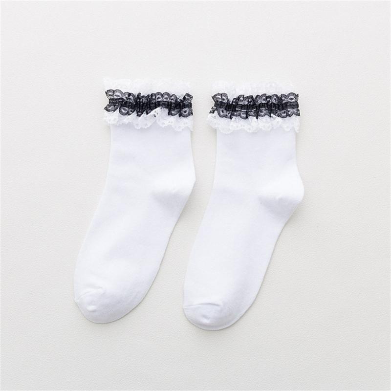 Stylish Lace Ruffle Socks Korean Fashion Comfortable Cotton Material Perfect for Everyday Wear