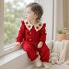 Youqi Infant Red Romper: Full Moon, 100 Days, First Birthday Formal Wear - Long Sleeve Autumn Jumpsuit