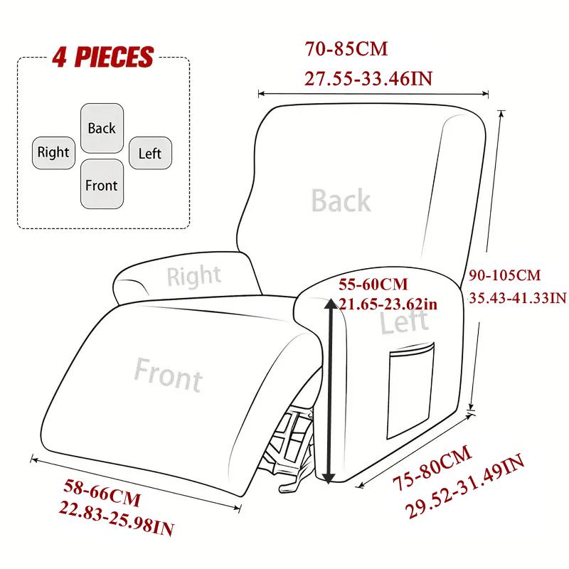 4Pcs/Set Split Recliner Sofa Cover Jacquard 1Seater Relax Armchair Slipcover Stretch Single Sofa Cover Living Room Funda Sofa