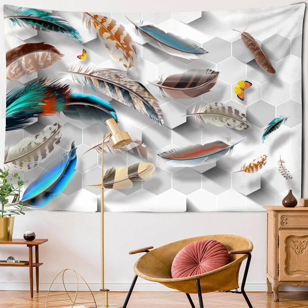 

Цветной гобелен с перьями, украшение для стен дома, гобелен для офиса, гостиной, гобелен 100x75cm