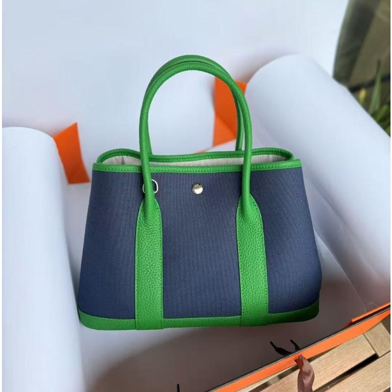 

New canvas with first-layer cowhide women s bag, garden handbag, genuine leather contrasting color, shoulder messenger tote bag. 20cm