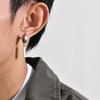 Men Simple 3D Bar Huggie Earrings Gift Jewelry, Waterproof Stainless Steel Solid Geometric Earrings No Piercing Accessory