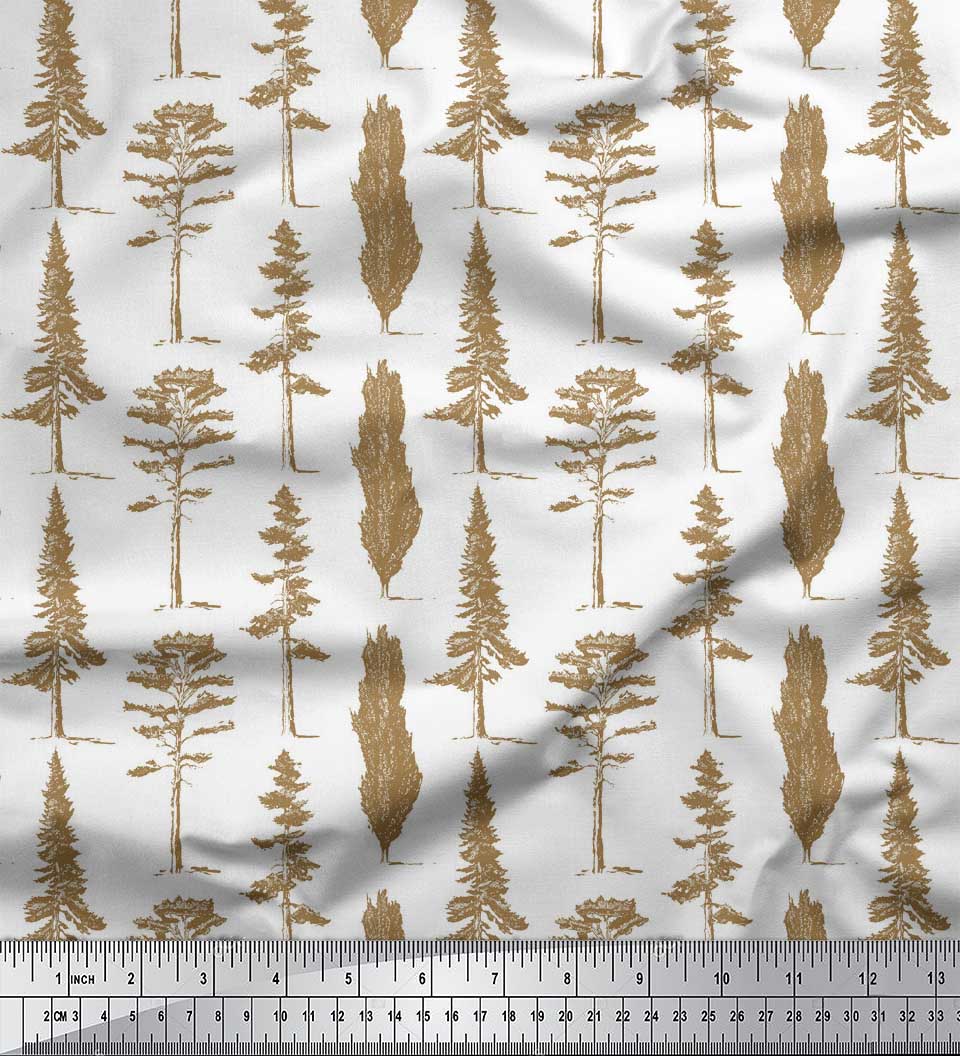 

Soimoi Green Японія Креп Сатин Тканина Ескіз Cedar Tree Print Швейна Тканина метр 42 дюйма 42 Inch Wide - Poly Crepe коричневий