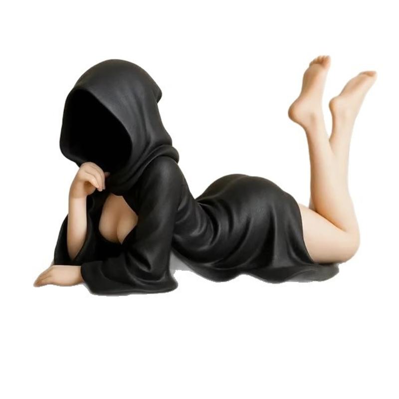 Masked Women Sculpture Desktop Ornament Mysterious Lady Statue for Desk Room Fireplaces Shelf Mantel Table Entryway