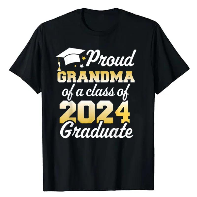 Proud Mom of A Class of 2024 Graduate Mother Senior Family T-Shirt Funny Dad Aunt Uncle Grandma Grandpa Sister Brother Tee Tops