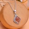 925 Sterling Silver Necklace ~ Sunstone Gemstone Pendant~ Gift For Her