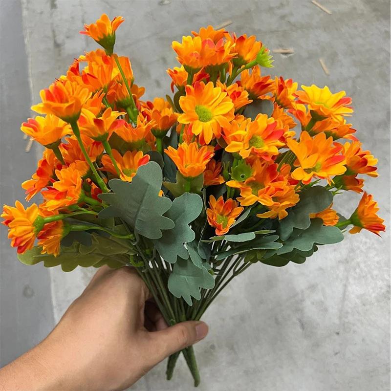 Künstliche Sonnenuntergangs-Chrysanthemen Blumen Realistische Außen-/Innen-Blumenarrangements Wasserdicht Winddicht Künstliche Blumen Heimparty Dekor