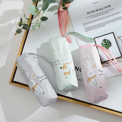 Mini Fickparaply för Barn Anti-UV Paraply Vindtåliga Vikbara Paraplyer Kompakta Regn Barn Tecknad Kanin Paraplyer