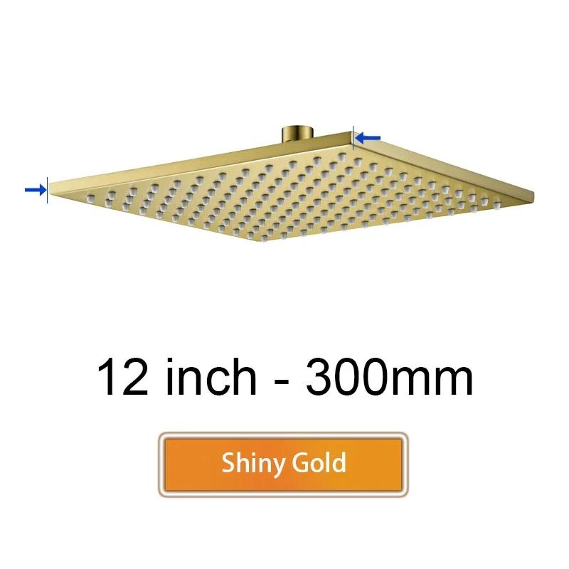 Bathroom Accessories Bath Square Rain Shower Head Quality Brass Shower, Brushed Gold, Rose, Black, Chrome, Brushed Grey