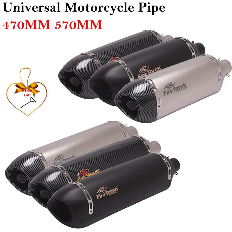 470MM 570MM Universal Motorcycle Exhaust Pipe DB Killer Muffler For Honda PCX125 150 Z900 R6 TMX530 CB500 R1 Tenere700 XTZ700
